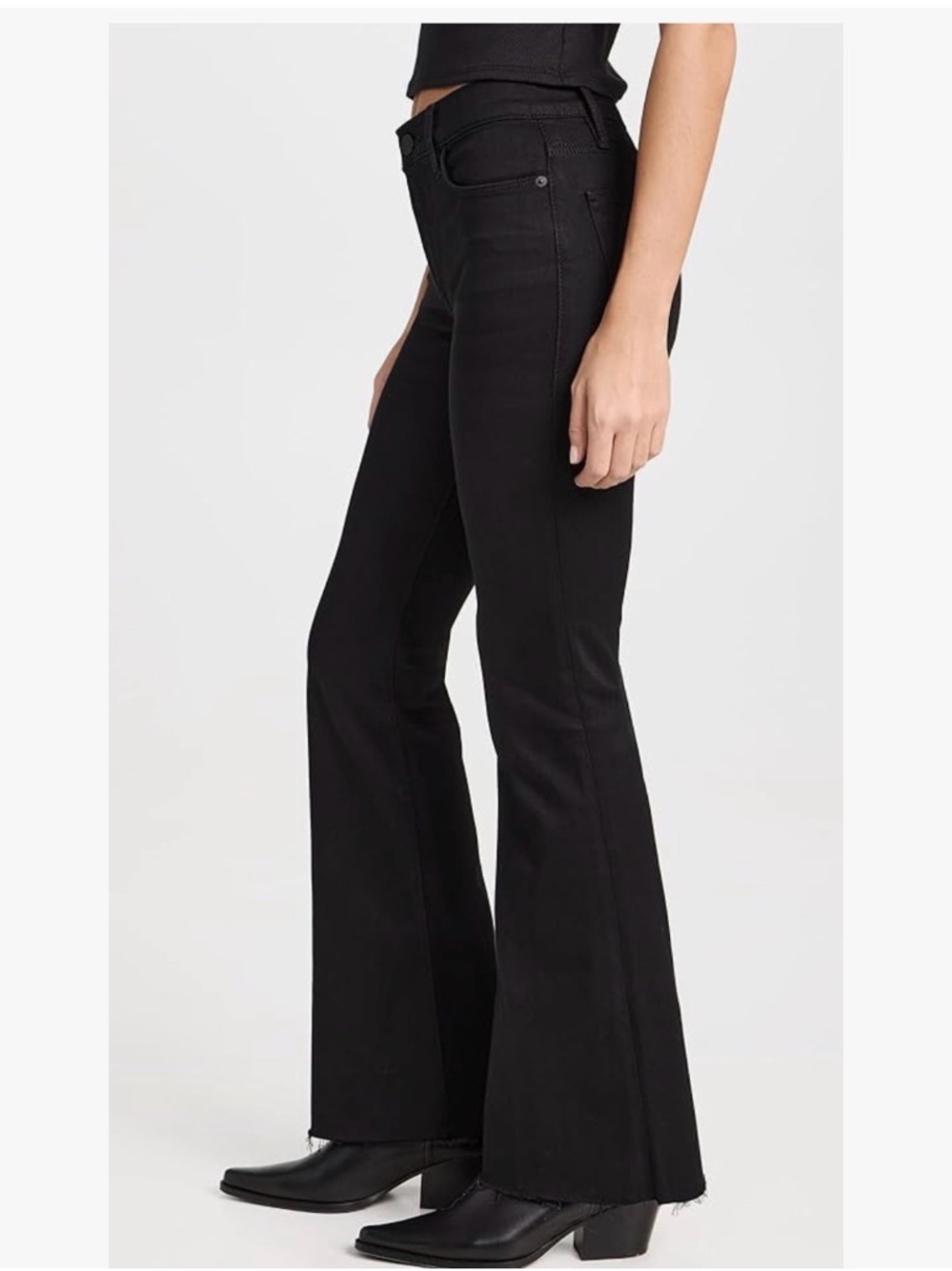 $239 FRAME Le High Flare Jeans Black High Rise Denim Flared  Women's Denim